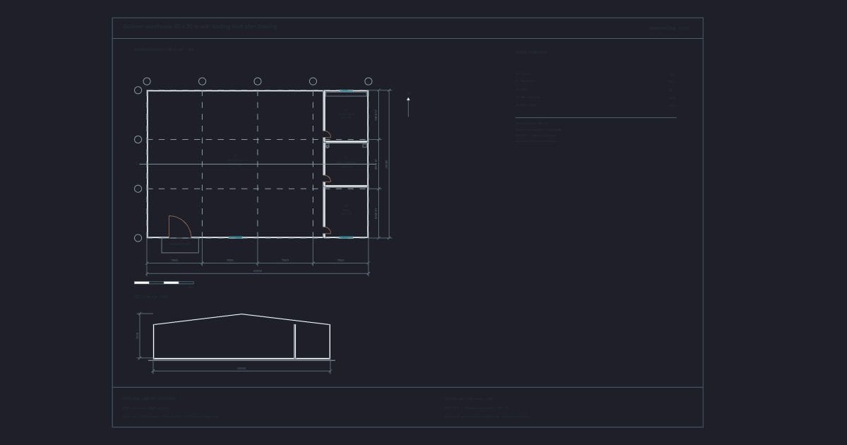 Godown warehouse 30 x 20 m with loading dock plan drawing