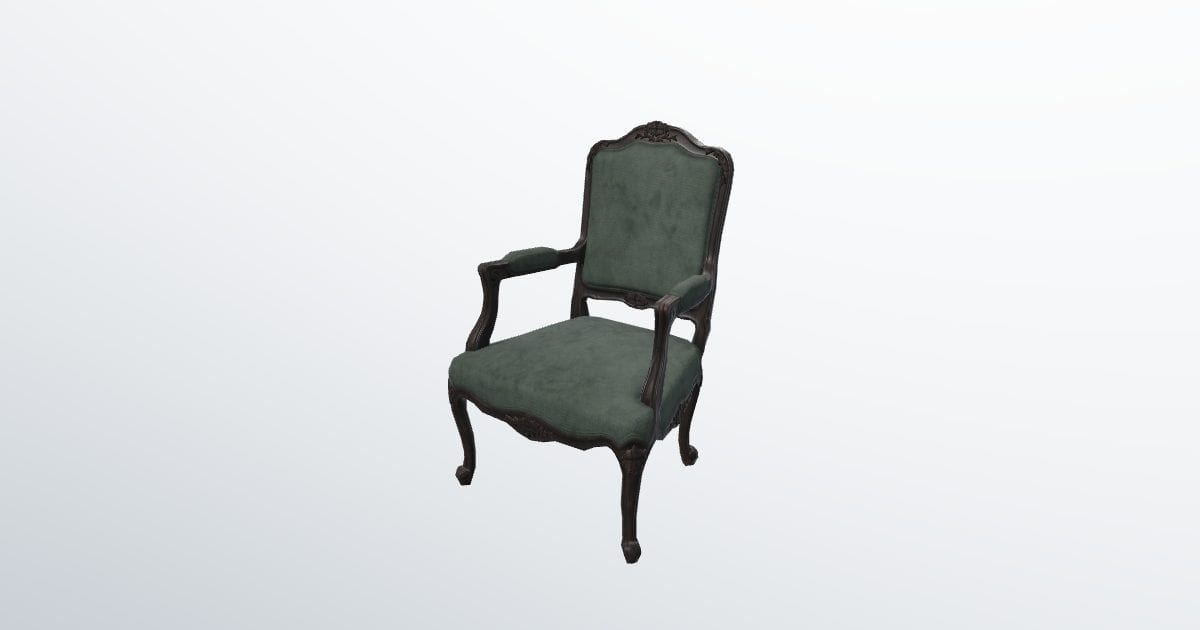 Gothic armchair with green upholstery