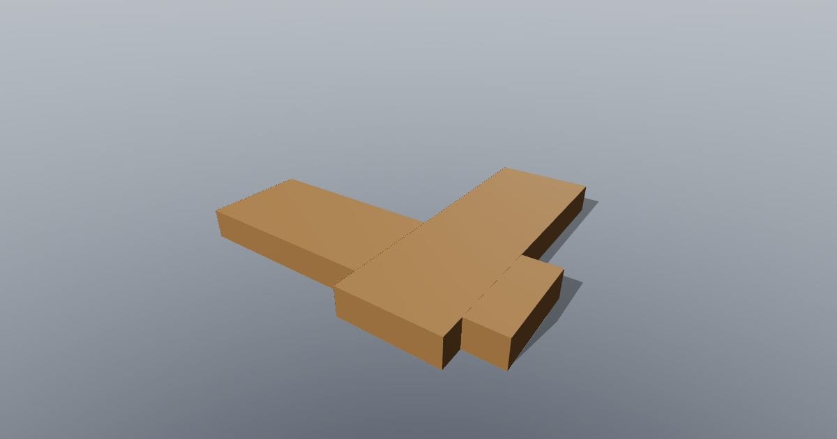 Half-lap joint timber joint, assembled