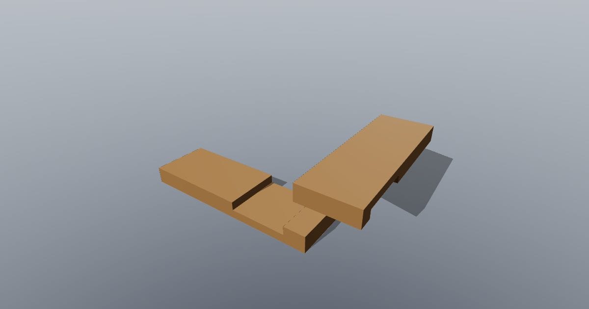 Half-lap joint timber joint, exploded