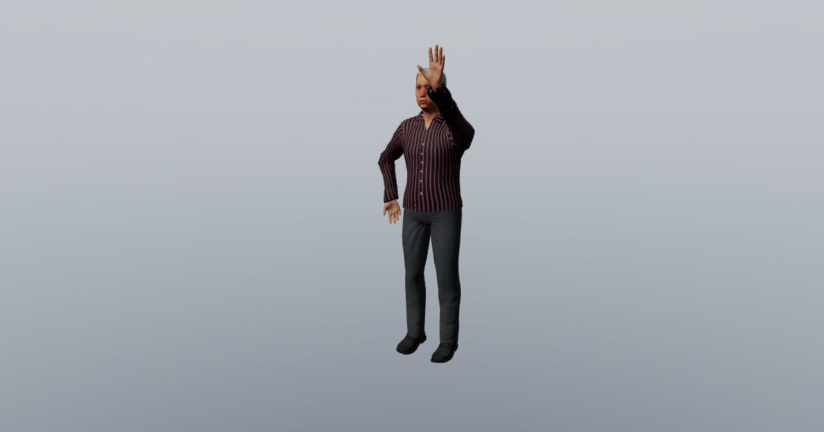 Hand raised to stop - 3D Person, Gestures