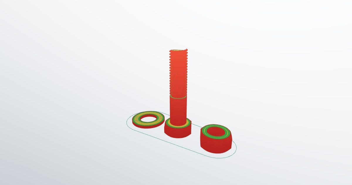 Hex bolt, nut and washer (3D printer)