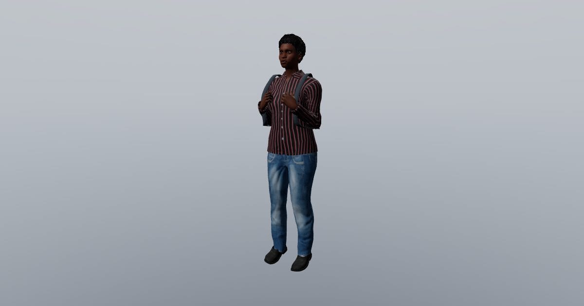 Holding backpack straps - 3D Person, Everyday tasks