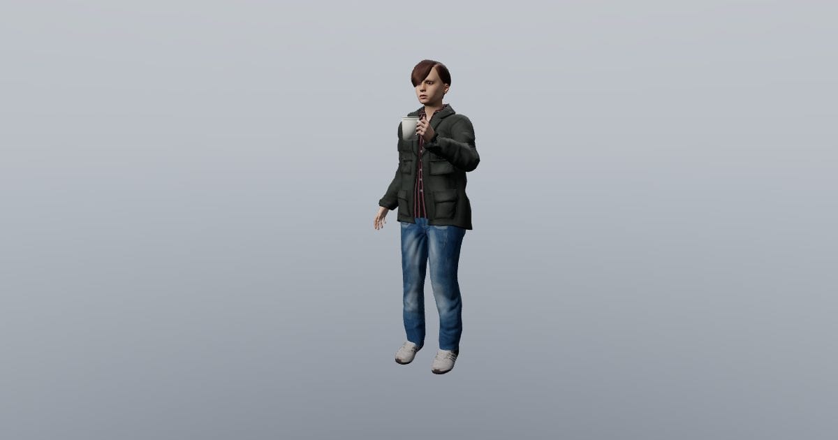 Holding morning coffee - 3D Person, Everyday tasks