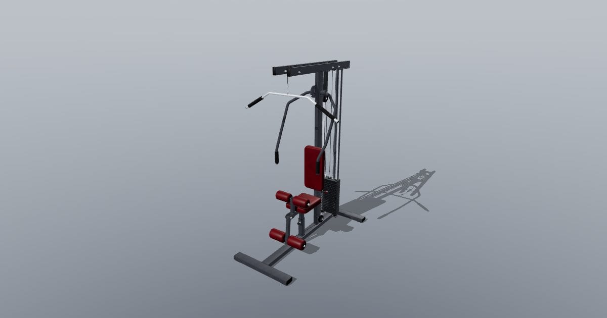 Home multigym with 90 kg weight stack (press arms, lat pulldown, leg developer)
