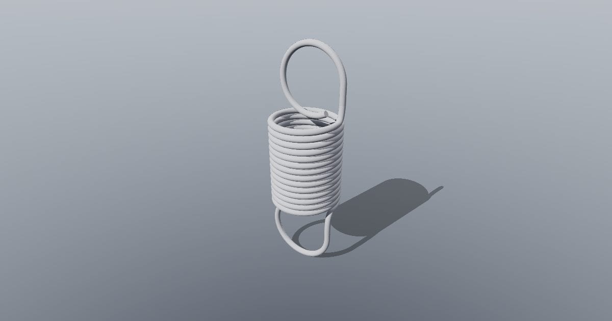 Hooked extension spring, 12 mm coil OD