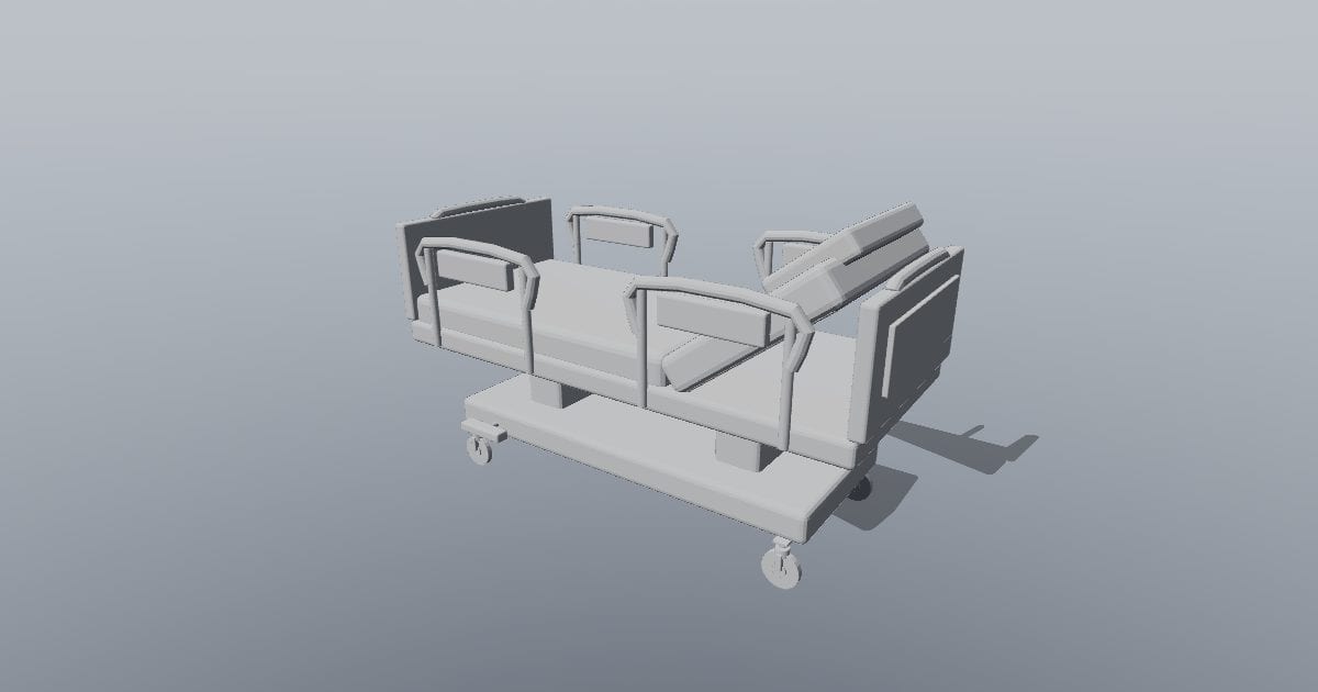Hospital bed raised backrest (DXF (3D faces))