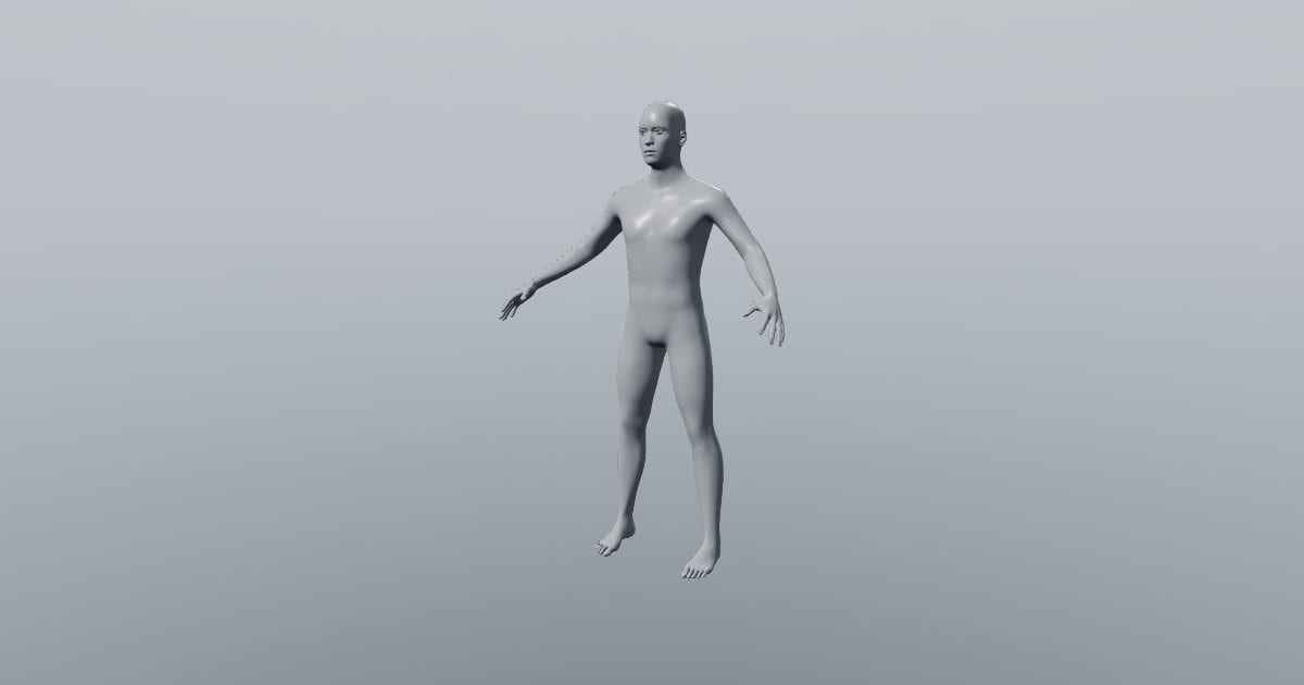 Human base mesh with editable 53-bone rig