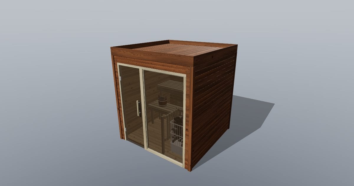 Indoor sauna cabin 2 x 2 m with benches