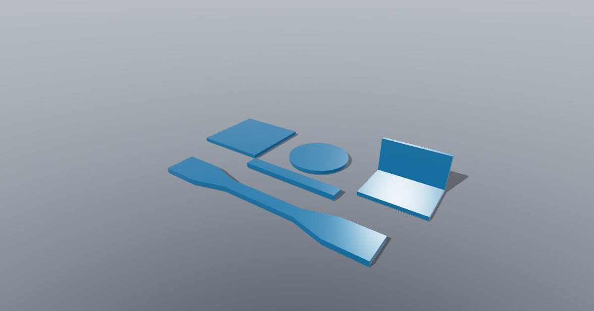 Injection moulding test part set
