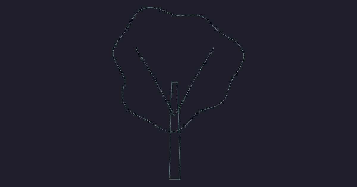 Irregular deciduous small elevation - CAD Block