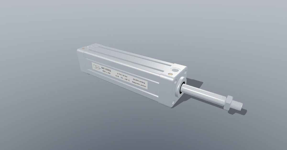 ISO 15552 pneumatic cylinder 32 mm bore x 100 mm stroke
