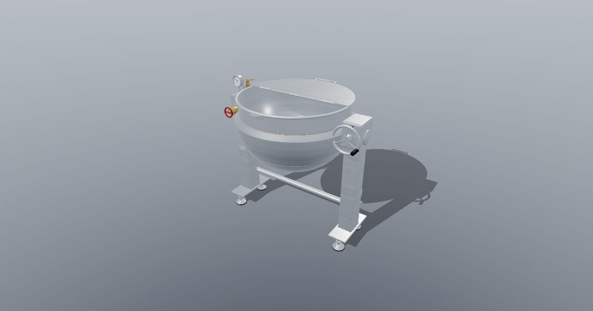 Jacketed stainless kettle, 150 L steam tilting