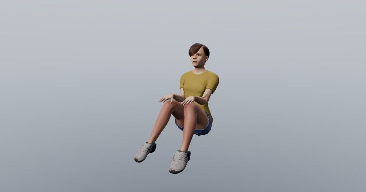 Jamie - 3D Person, Woman Seated on floor
