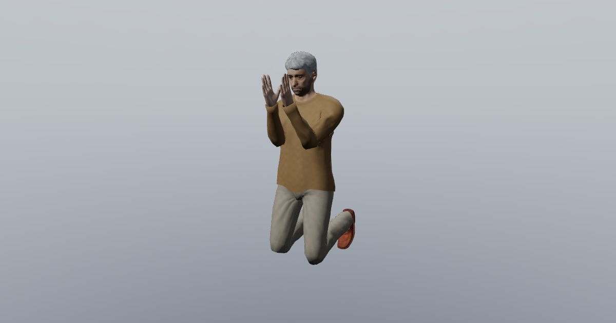 Kneeling hands together - 3D Person, Kneeling & reaching