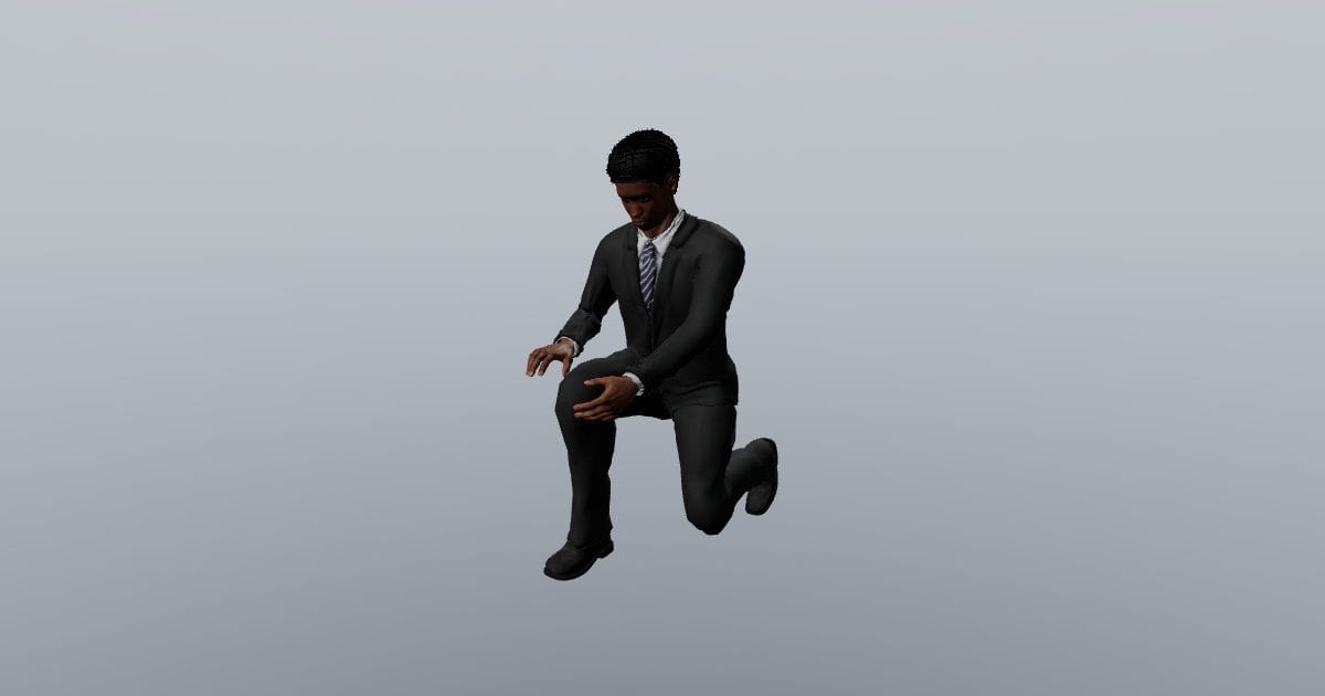 Kneeling inspection - 3D Person, Kneeling & reaching