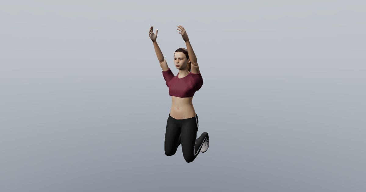 Kneeling overhead reach - 3D Person, Kneeling & reaching