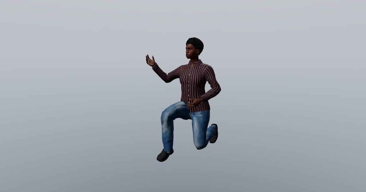 Kneeling side reach - 3D Person, Kneeling & reaching