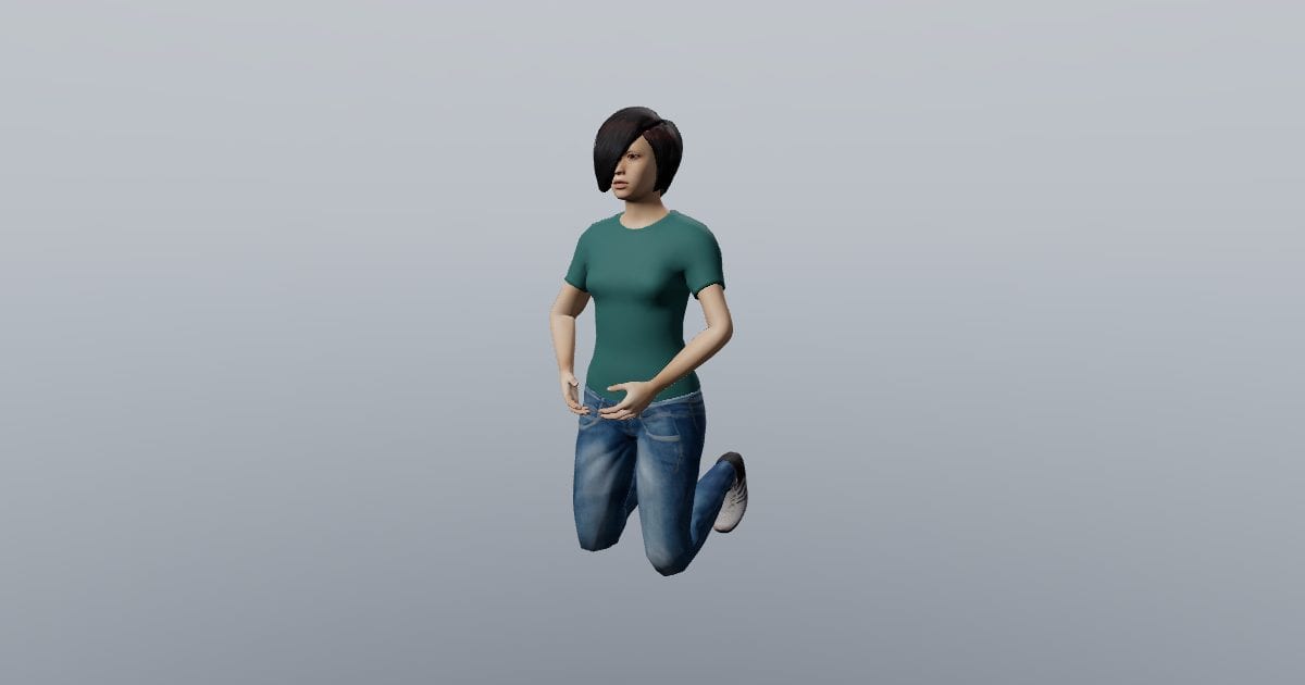 Kneeling upright - 3D Person, Kneeling & reaching
