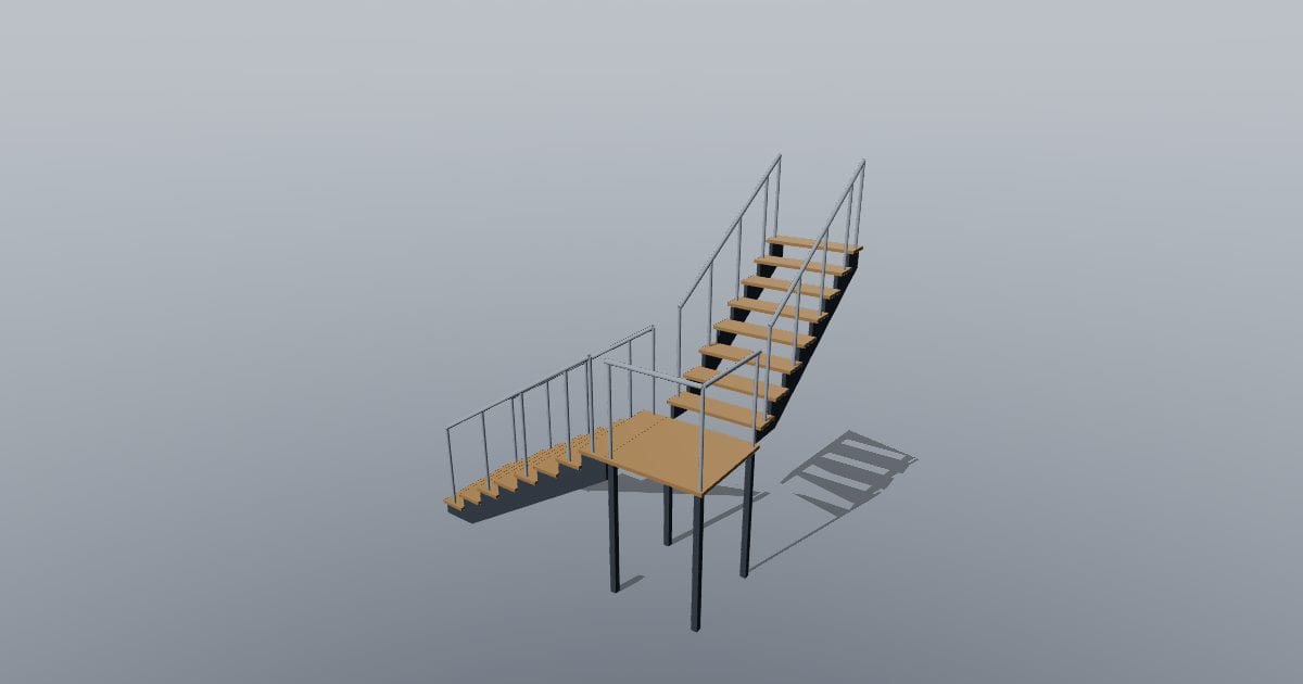 L-shaped stair with landing