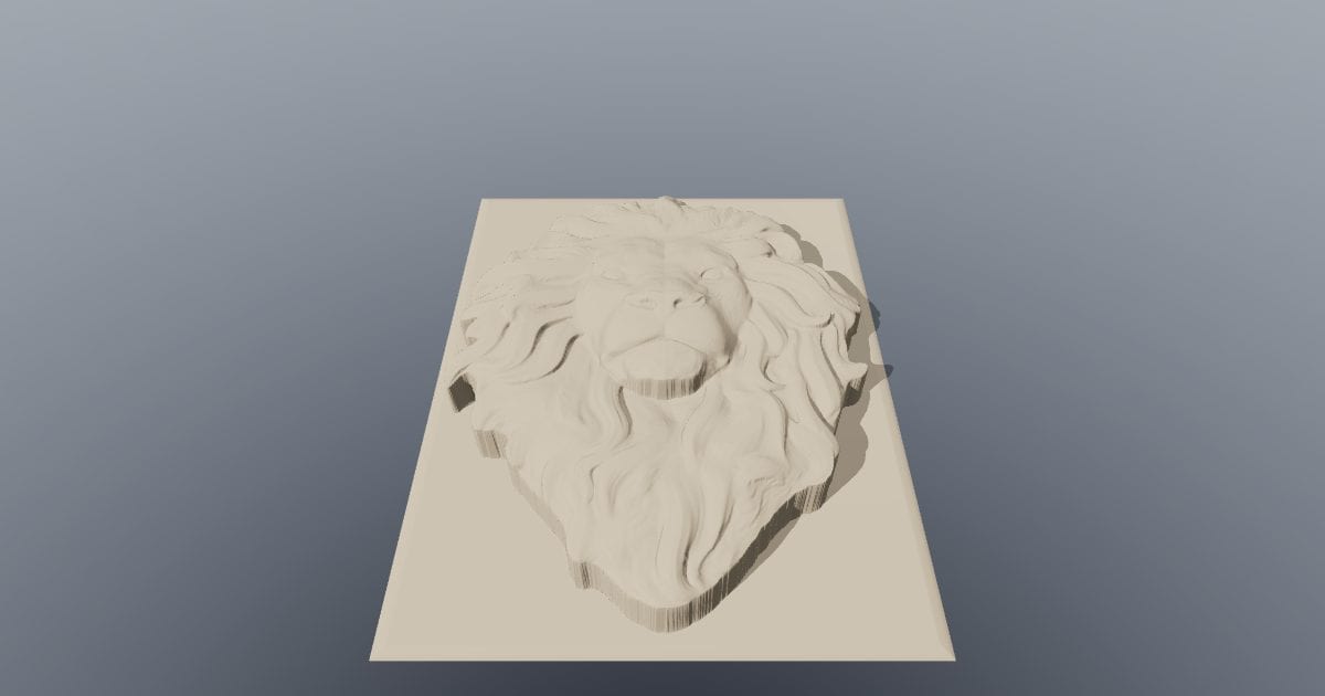 Lion head relief