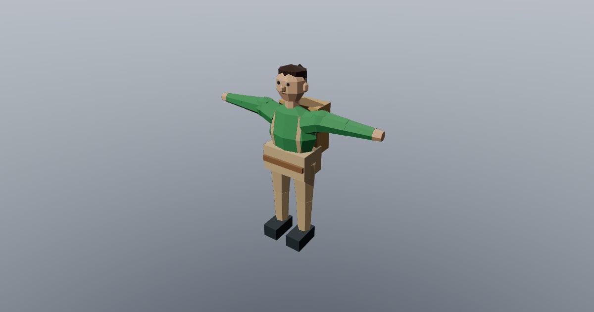 Low-poly Character - Explorer female T pose rigged