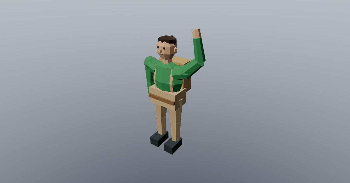 Low-poly Character - Explorer female waving static