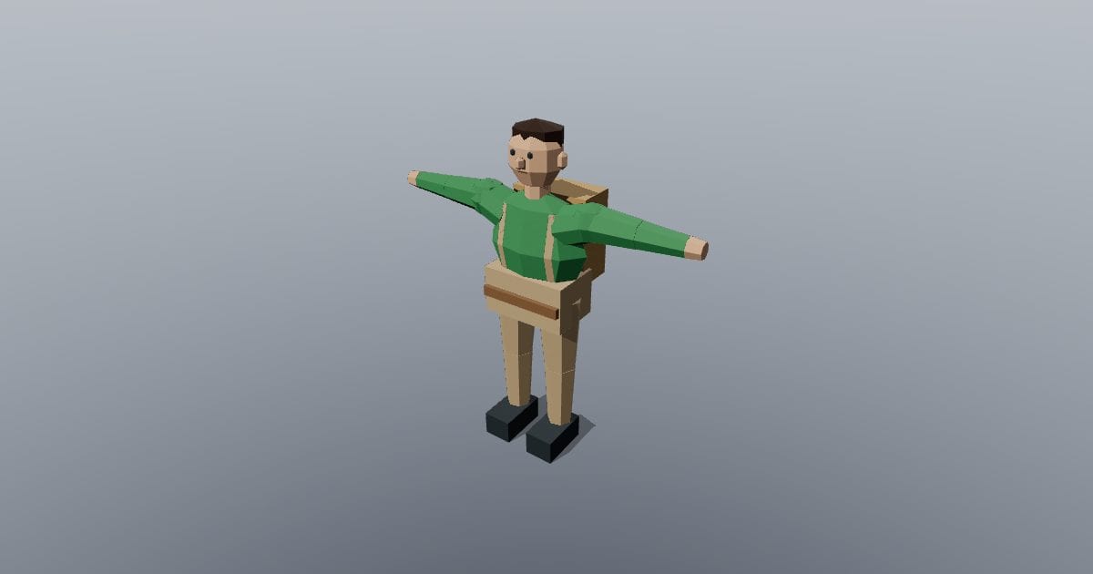Low-poly Character - Explorer male T pose rigged
