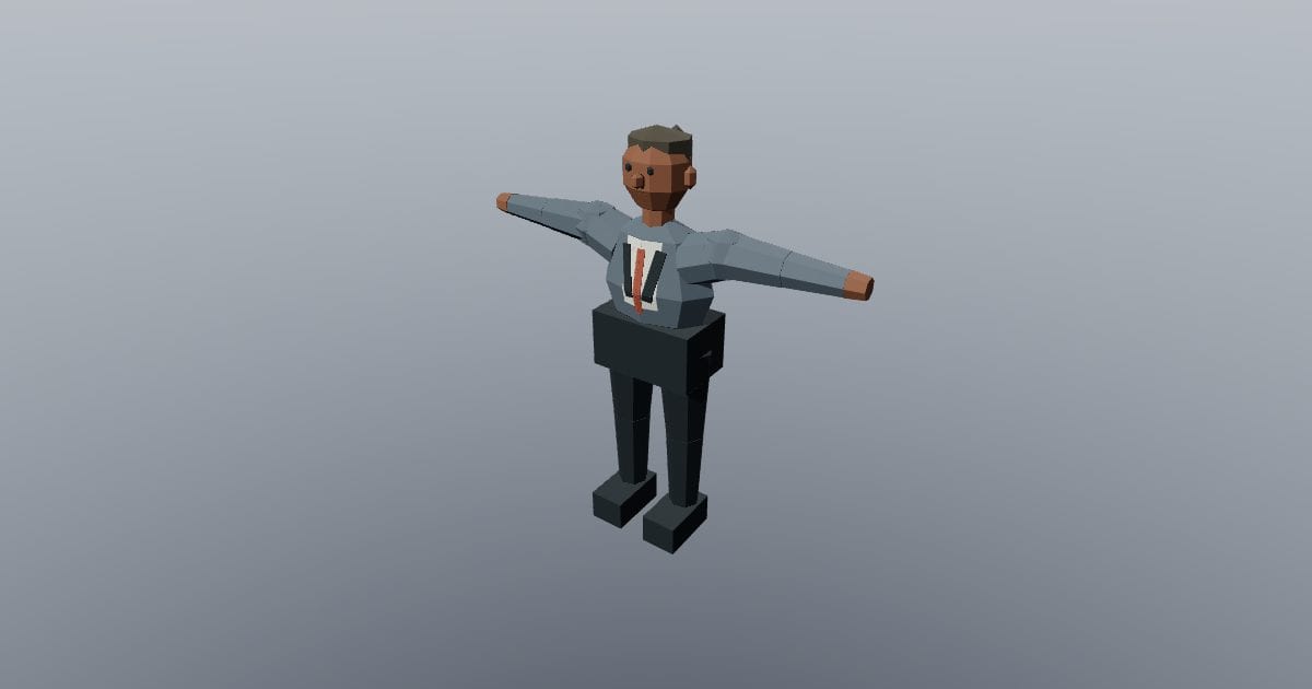 Low-poly Character - Formal female T pose rigged