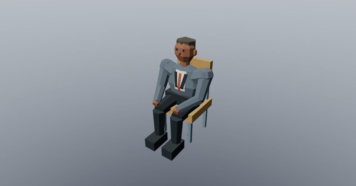 Low-poly Character - Formal male seated static