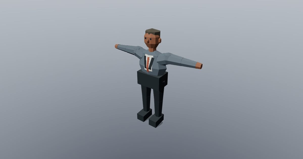 Low-poly Character - Formal male T pose rigged