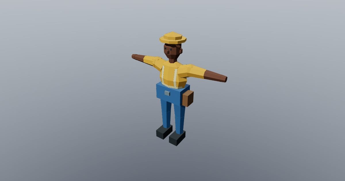 Low-poly Character - Worker female T pose rigged
