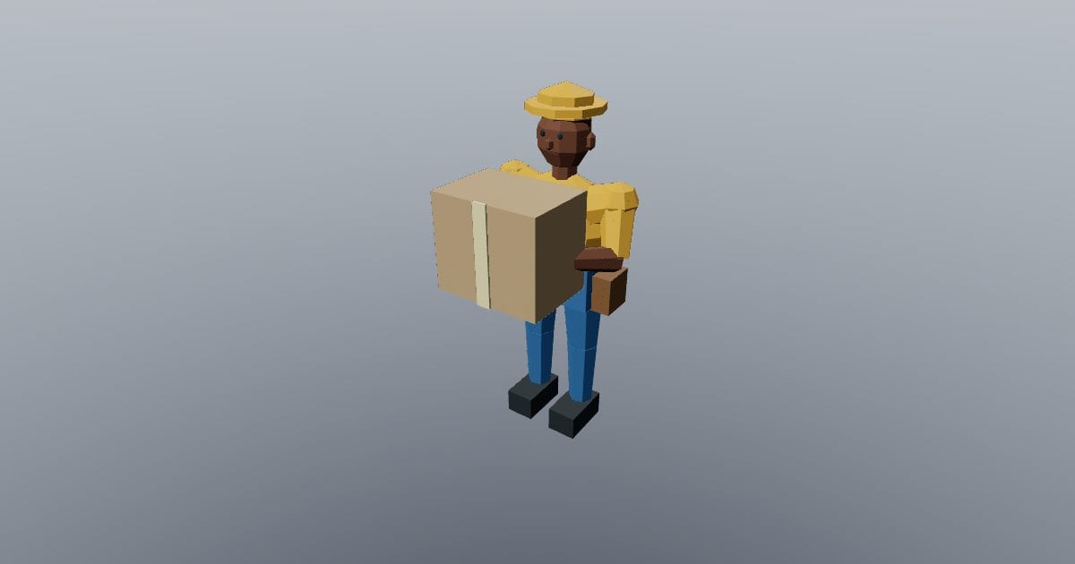 Low-poly Character - Worker male carrying static