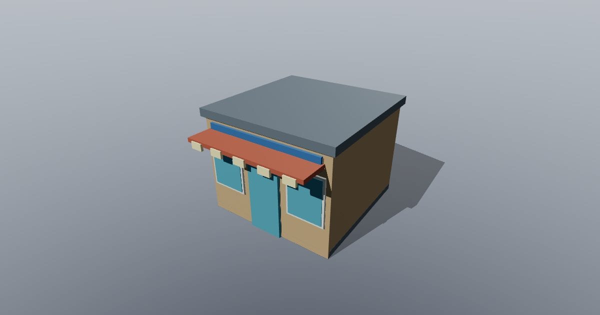 Low-poly City - Shop building low (USDZ)