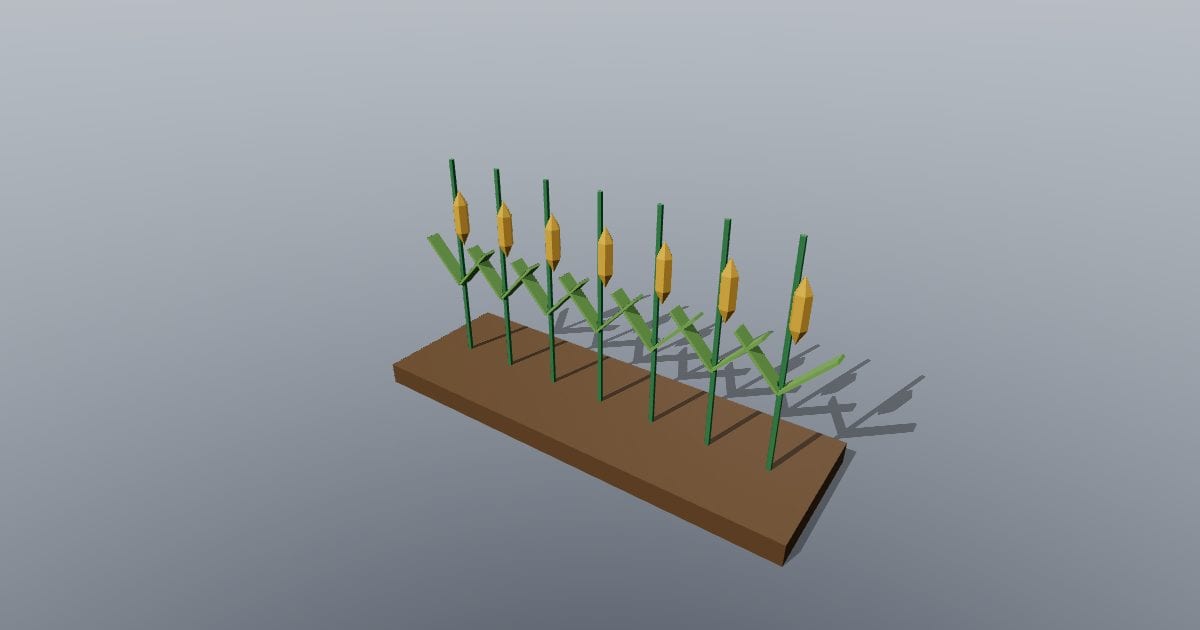 Low-poly Farm - Corn crop row