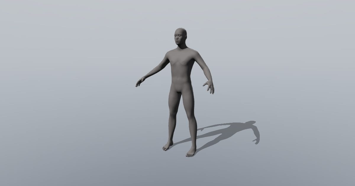 Male base mesh - 3D Person, Rigged A-pose