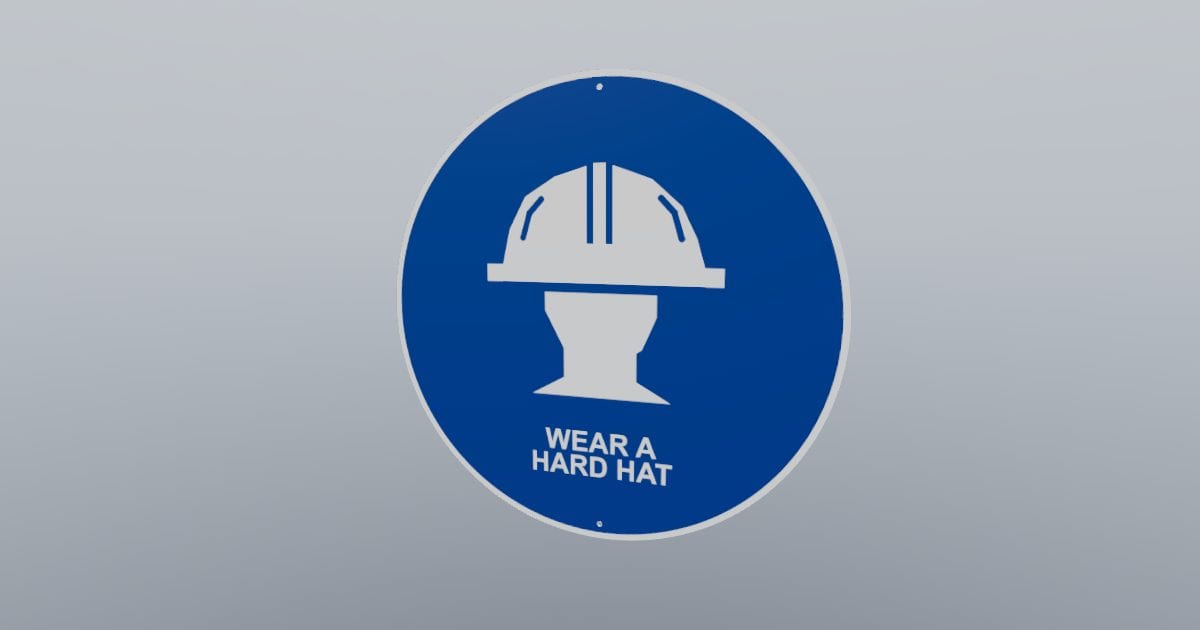 Mandatory hard hat sign, 300 mm disc