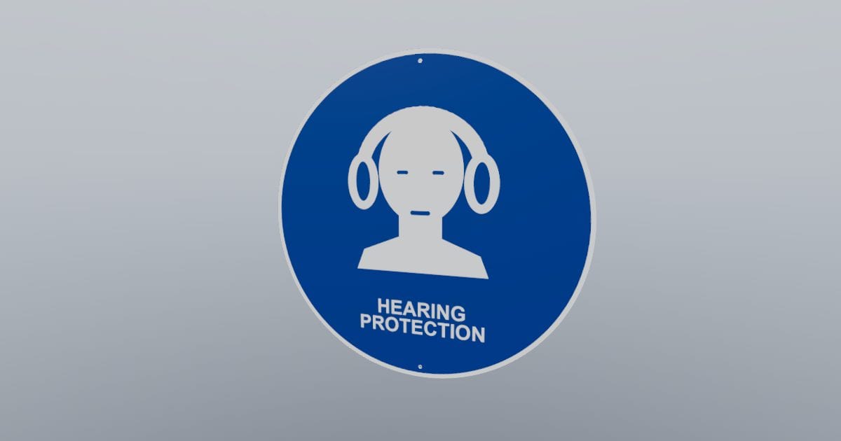 Mandatory hearing protection sign, 300 mm disc