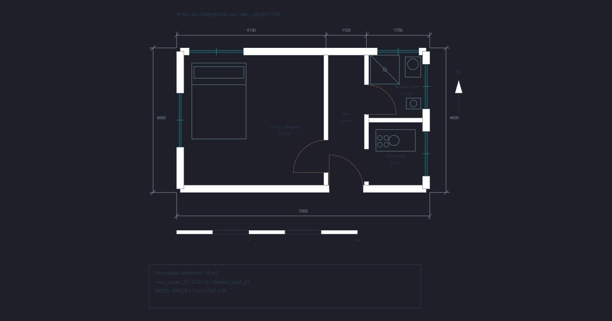 Micro-studio apartment - 28 m2