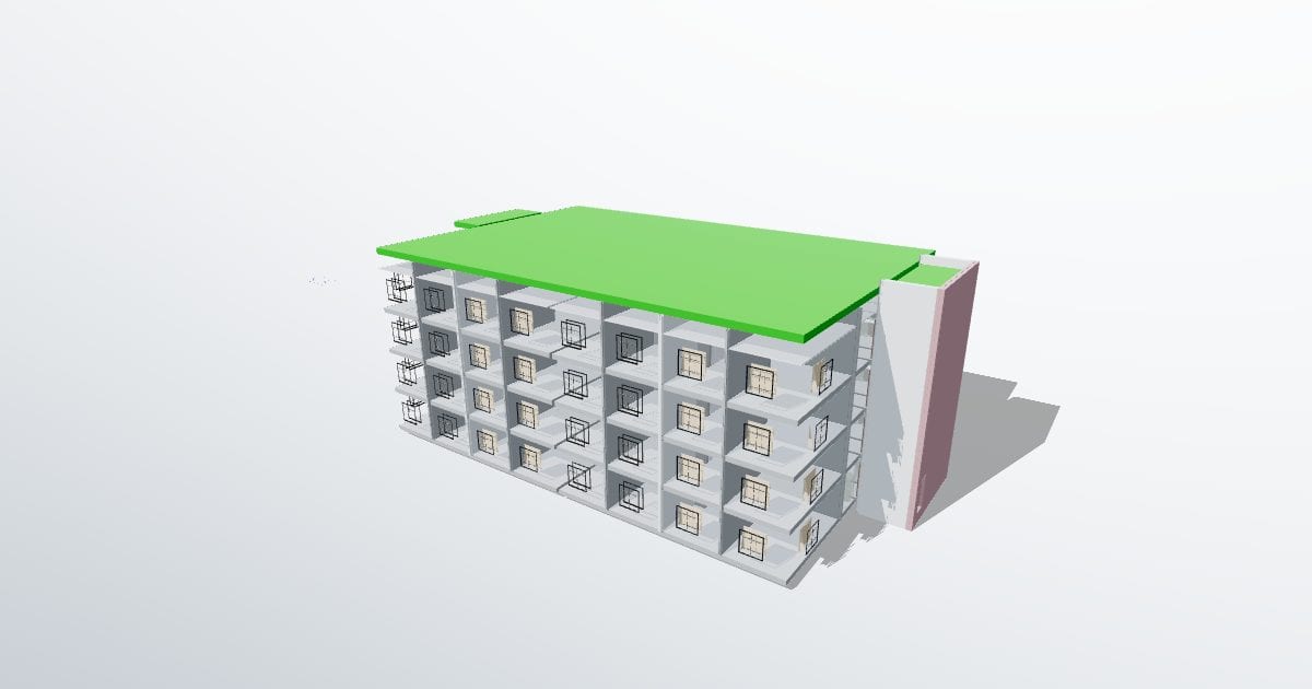 Midrise apartment building, architectural model