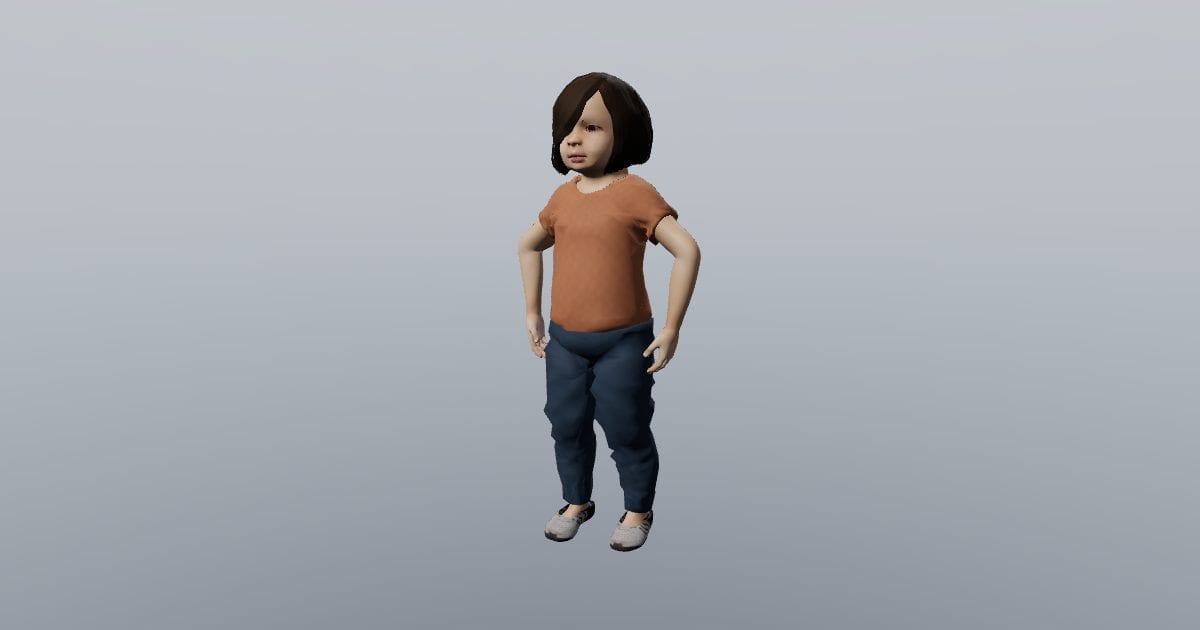 Mina - 3D Person, Toddler standing