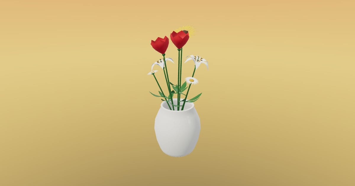 Mixed flowers bouquet in ceramic vase