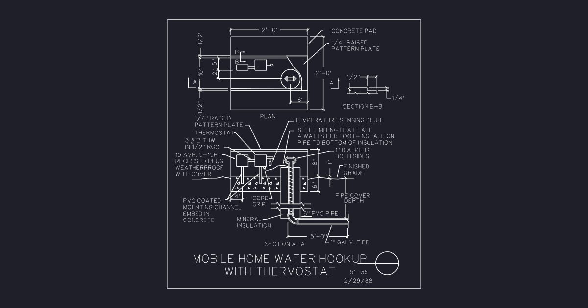 Mobile Home Water Hookup With Thermostat (USFS 51_36)