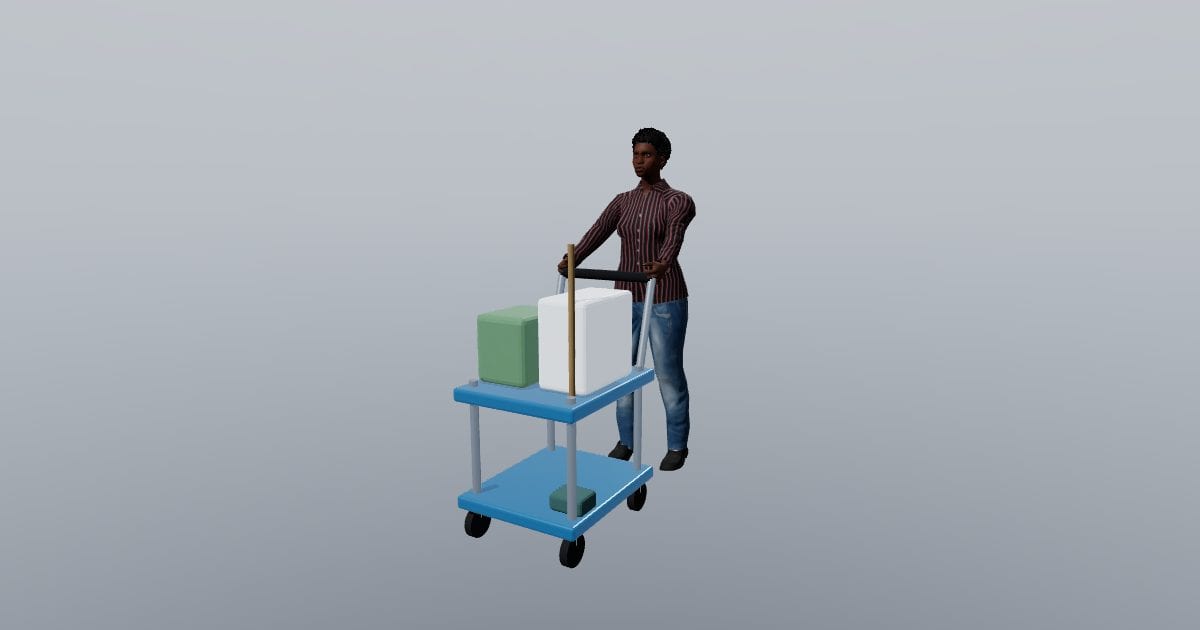 Morgan - 3D Person, Cleaner with service cart