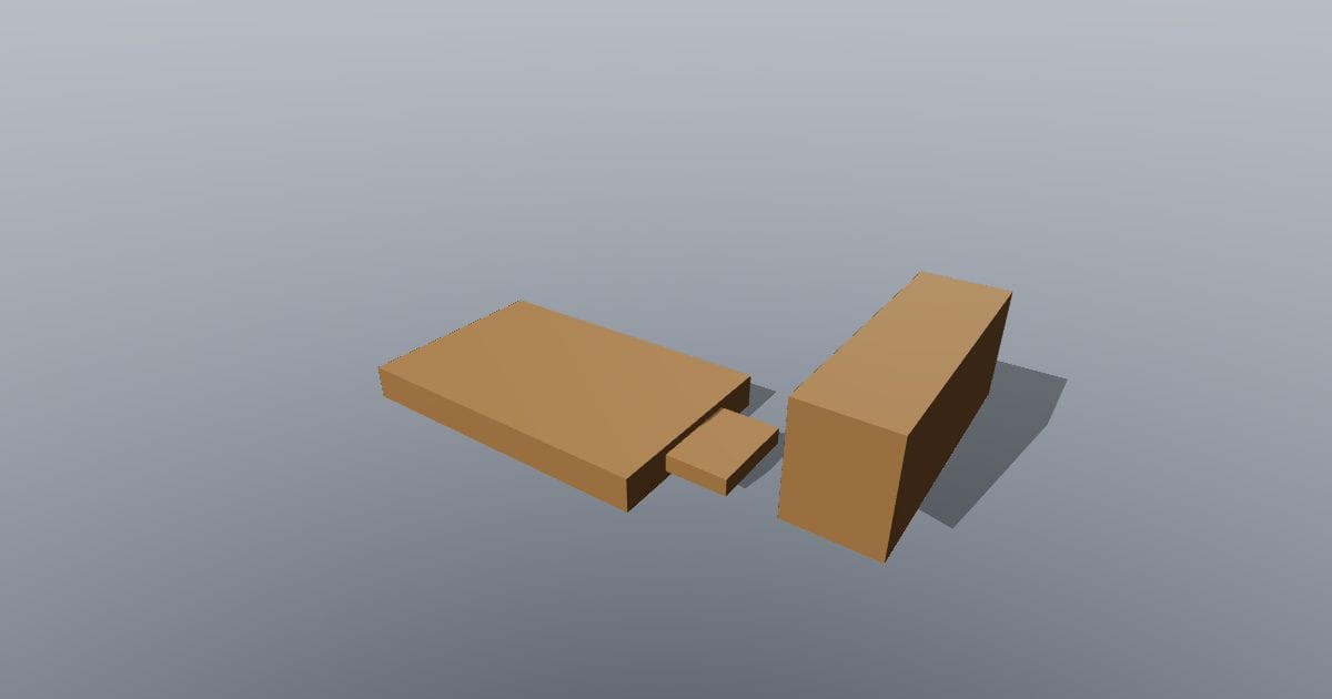 Mortise and tenon timber joint, exploded