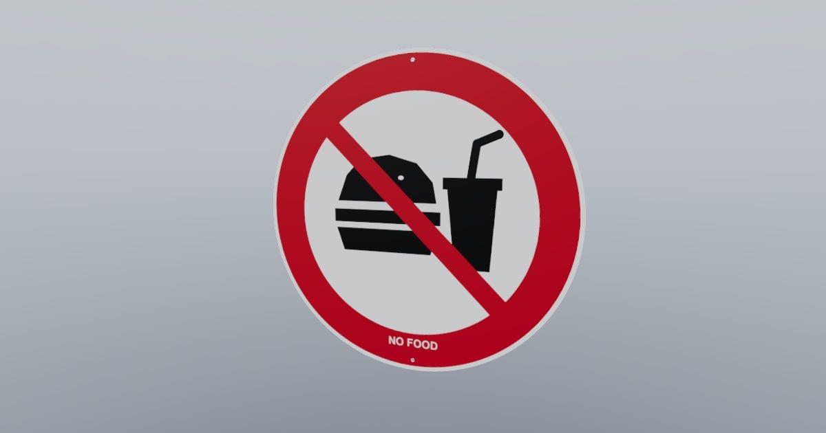 No food prohibition sign, 300 mm disc