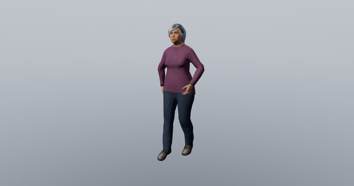 Nora - 3D Person, Older woman walking independently