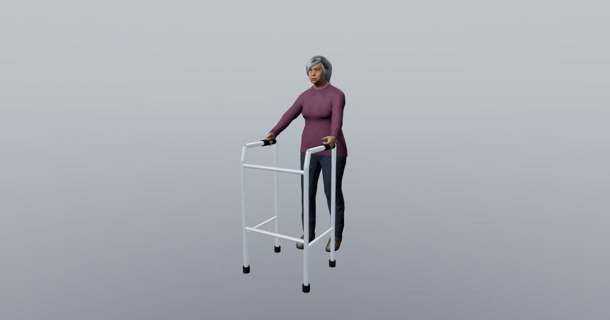 Nora - 3D Person, Older woman with walker