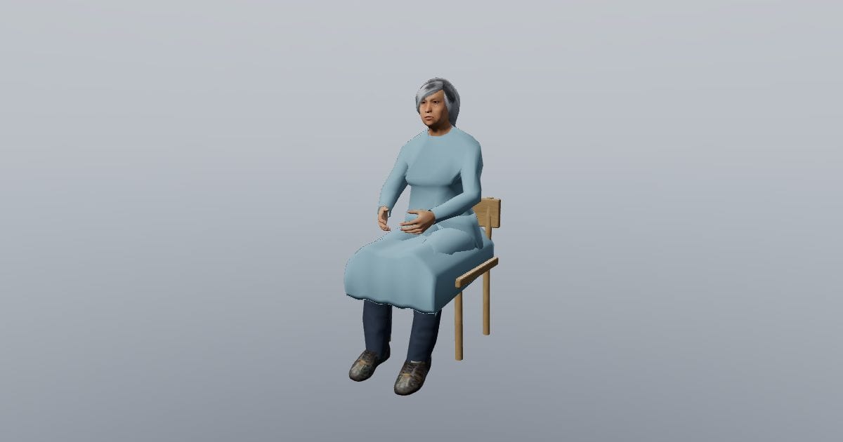 Nora - 3D Person, Patient in a seated gown