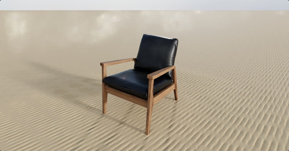 Oak and leather armchair